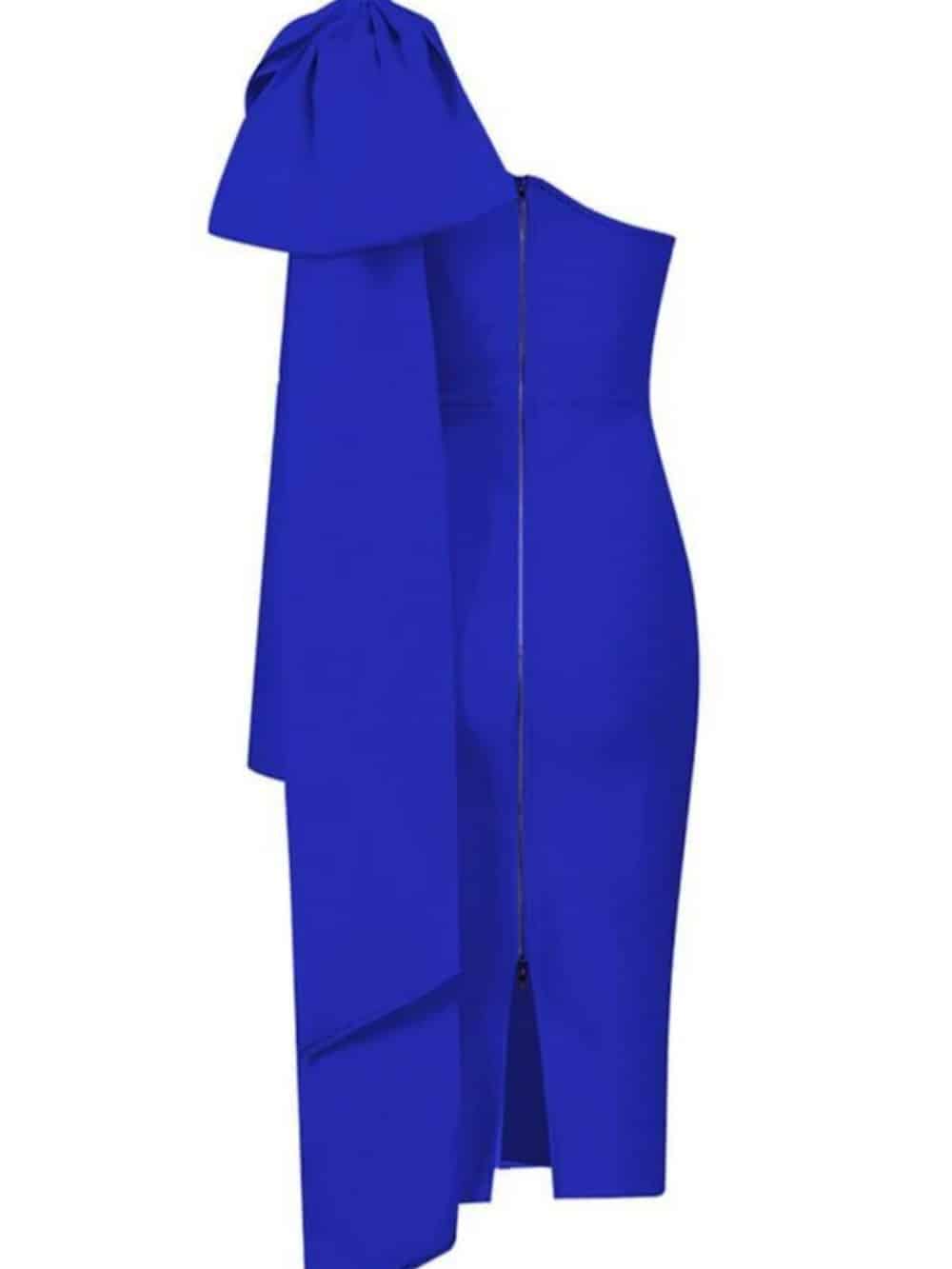 Abbey Blue One Shoulder Bandage Dress - Image 3