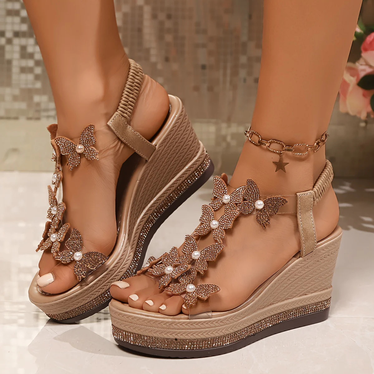 Alina Butterfly Wedge Sandals - Image 5