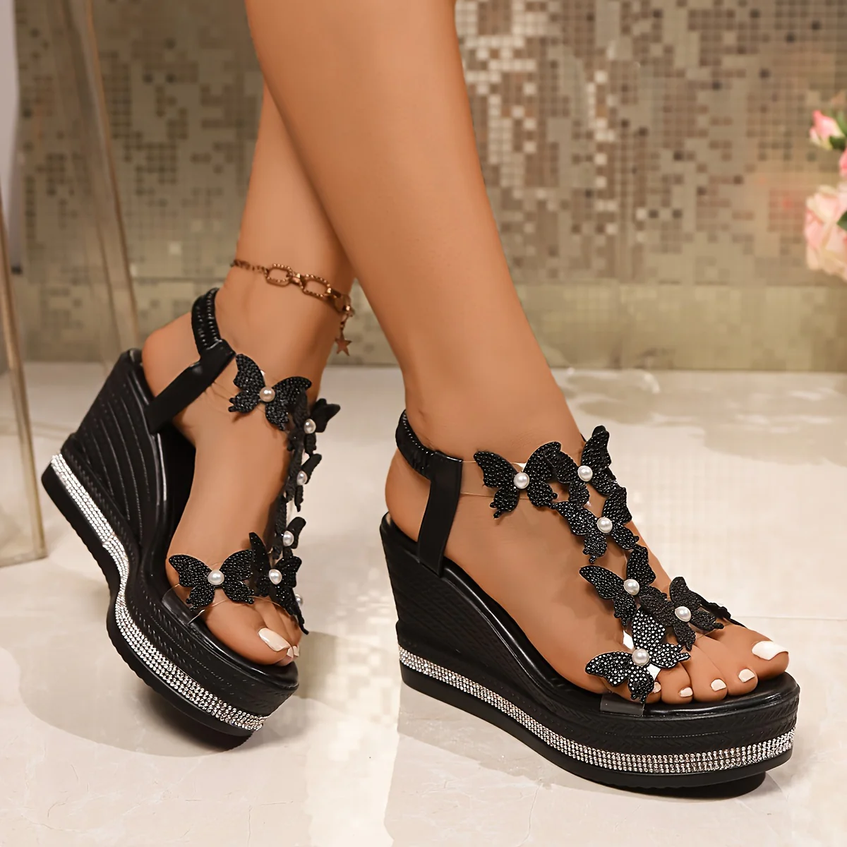 Alina Butterfly Wedge Sandals - Image 7