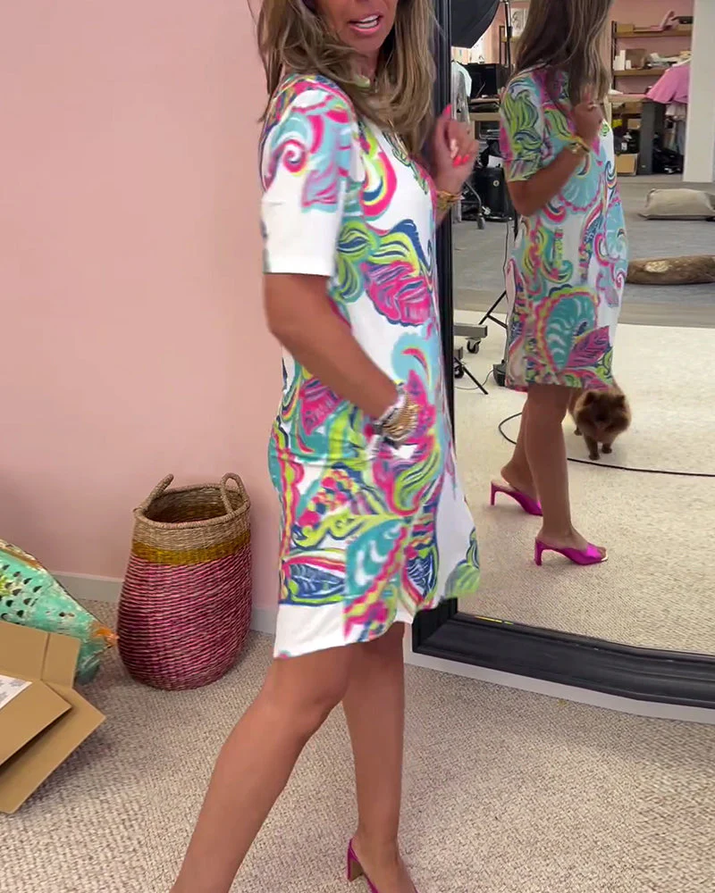 ARIA PRINTED SHIFT DRESS - Image 2