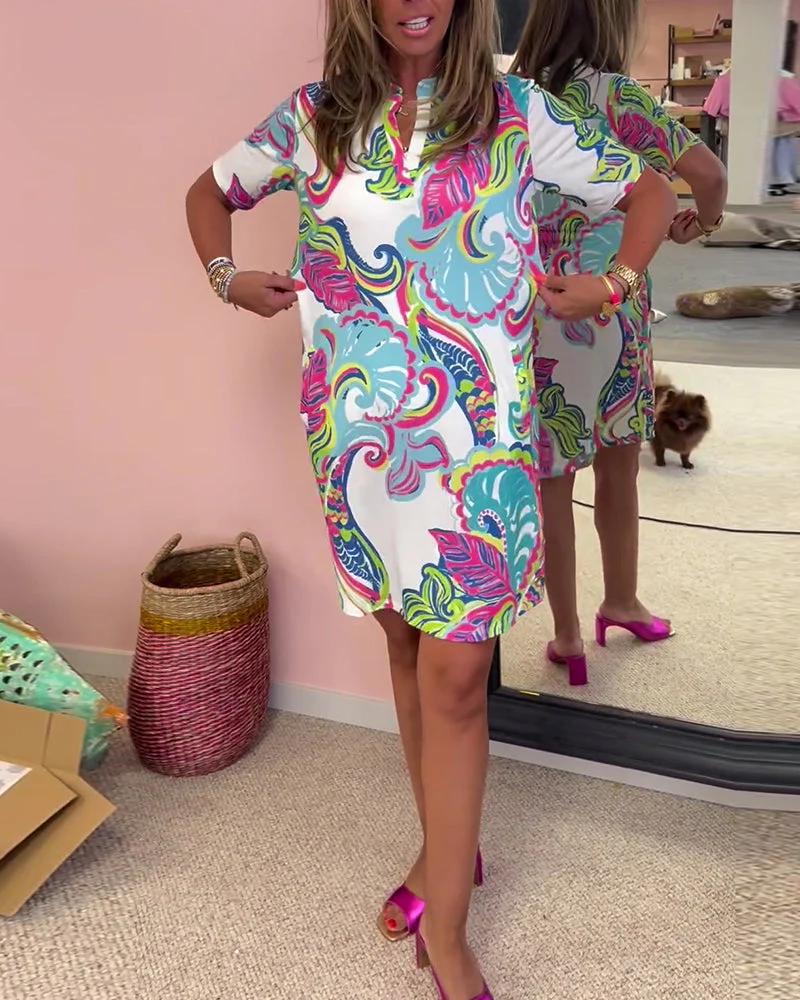 ARIA PRINTED SHIFT DRESS - Image 3