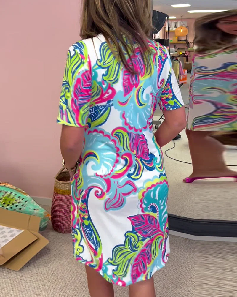 ARIA PRINTED SHIFT DRESS - Image 4