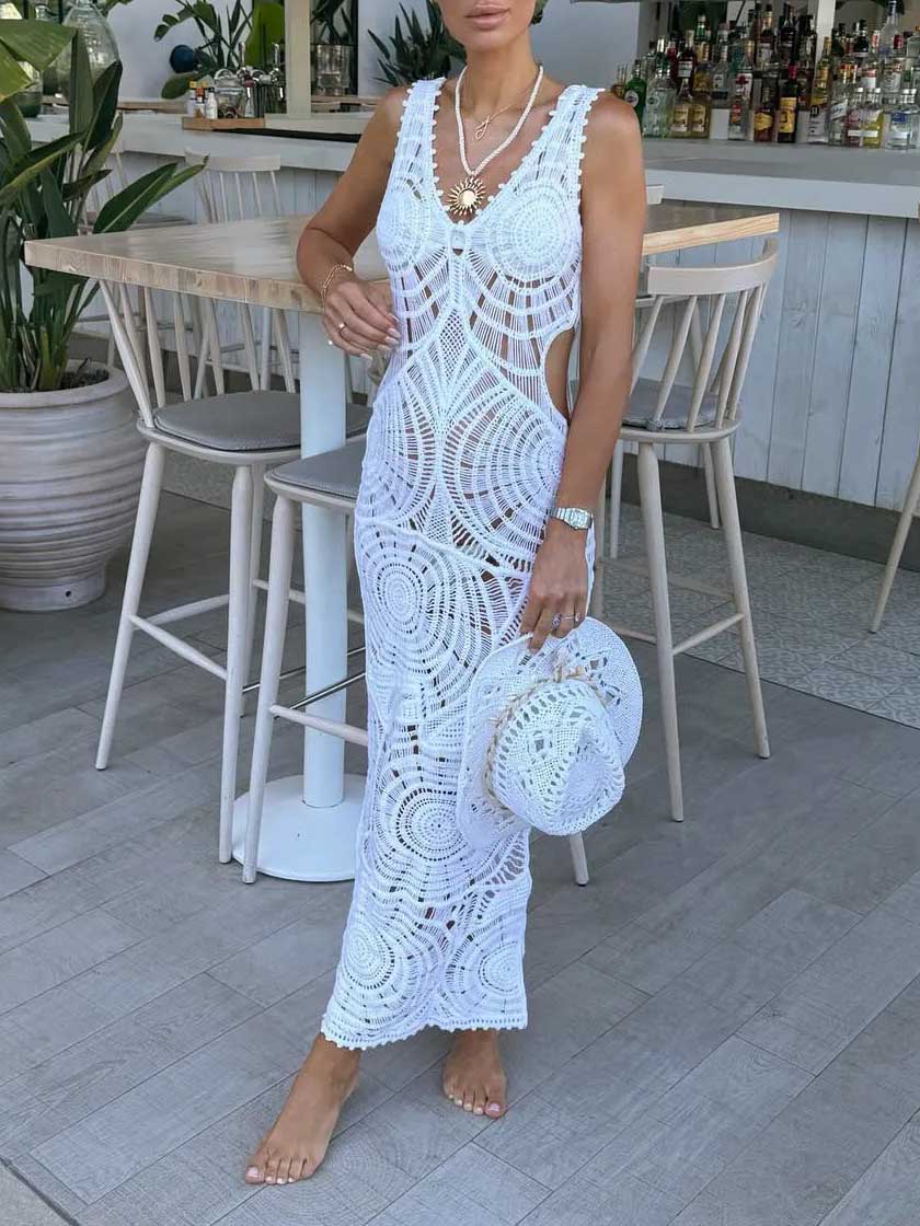 Beach Hollow V-neck Slim Sexy Midi Dress - Image 3