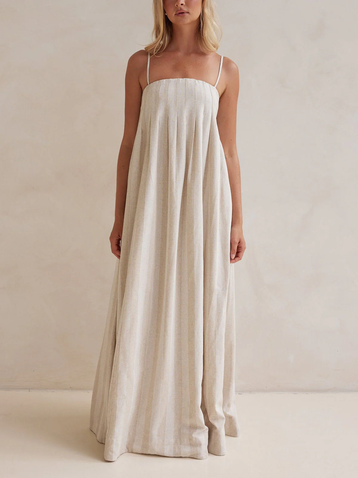 Casual Fashion Halter Neck Striped Maxi Dress - Image 3