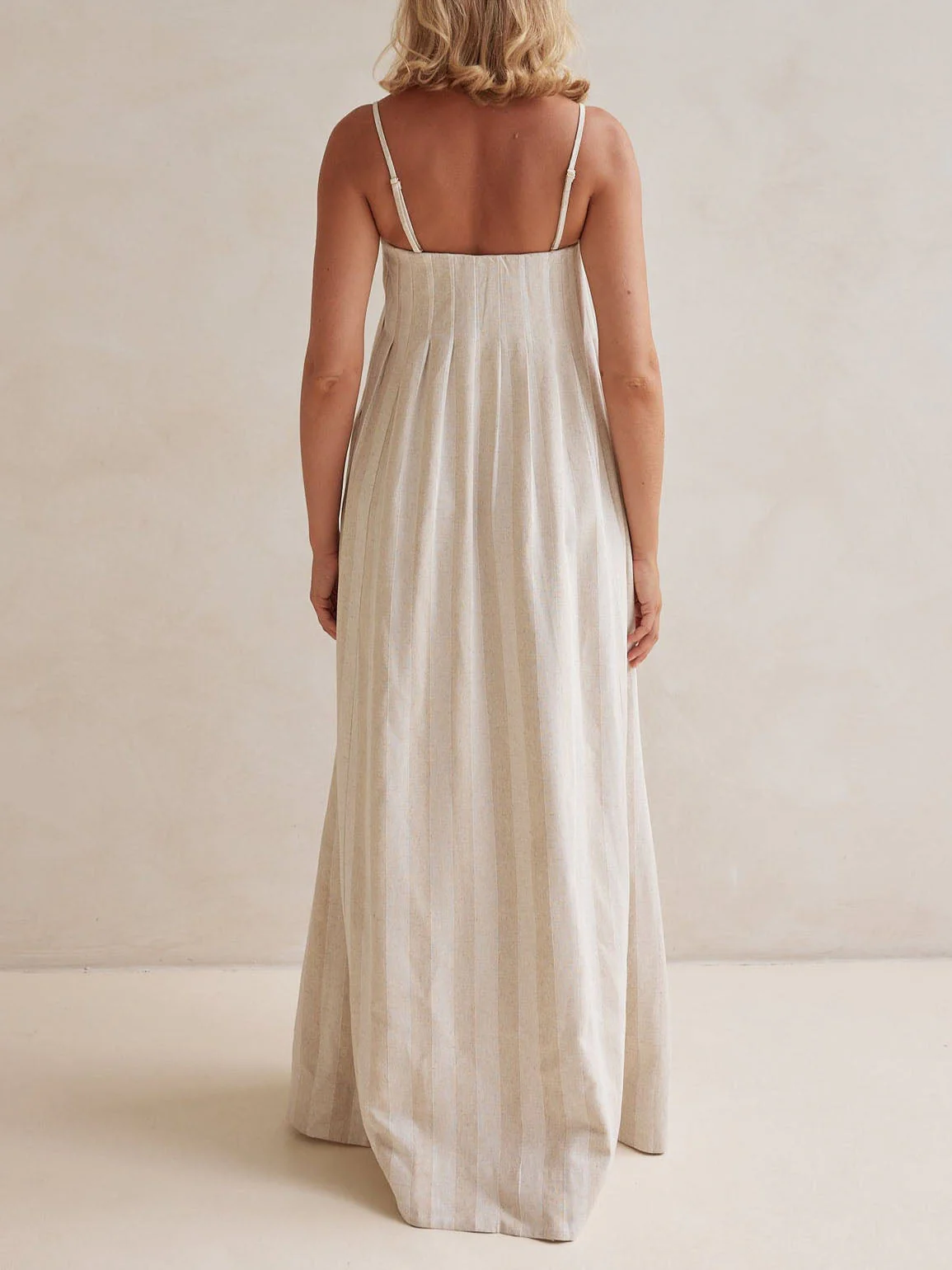 Casual Fashion Halter Neck Striped Maxi Dress - Image 4