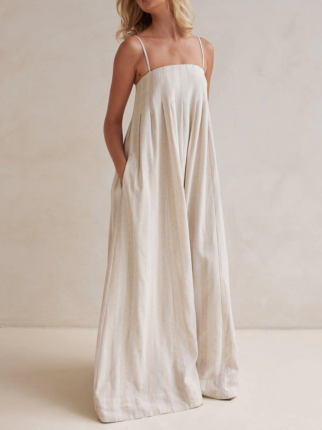 Casual Fashion Halter Neck Striped Maxi Dress - Image 5