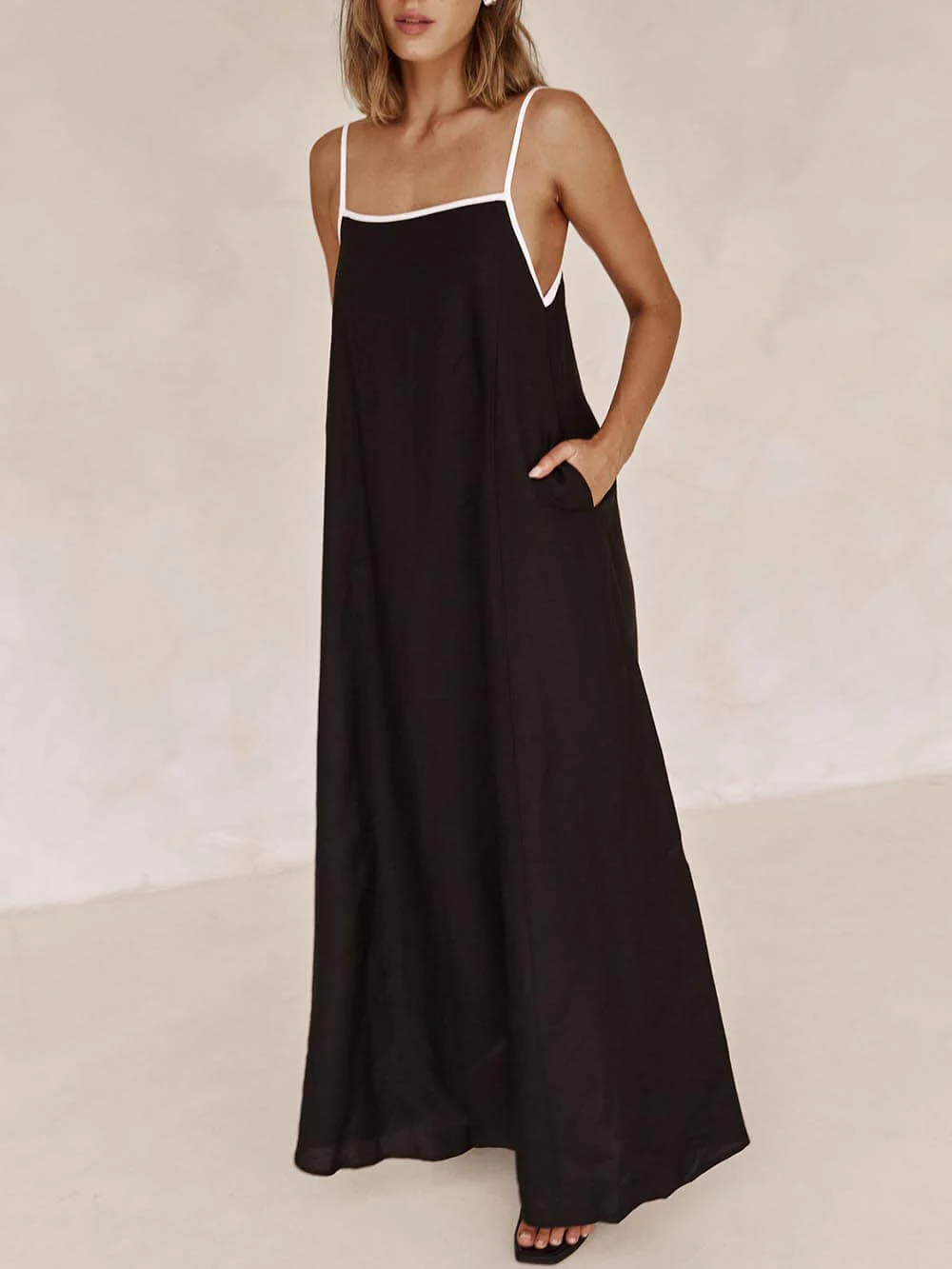 A-line Summer Vibe Contrasting Suspender Dress - Image 10