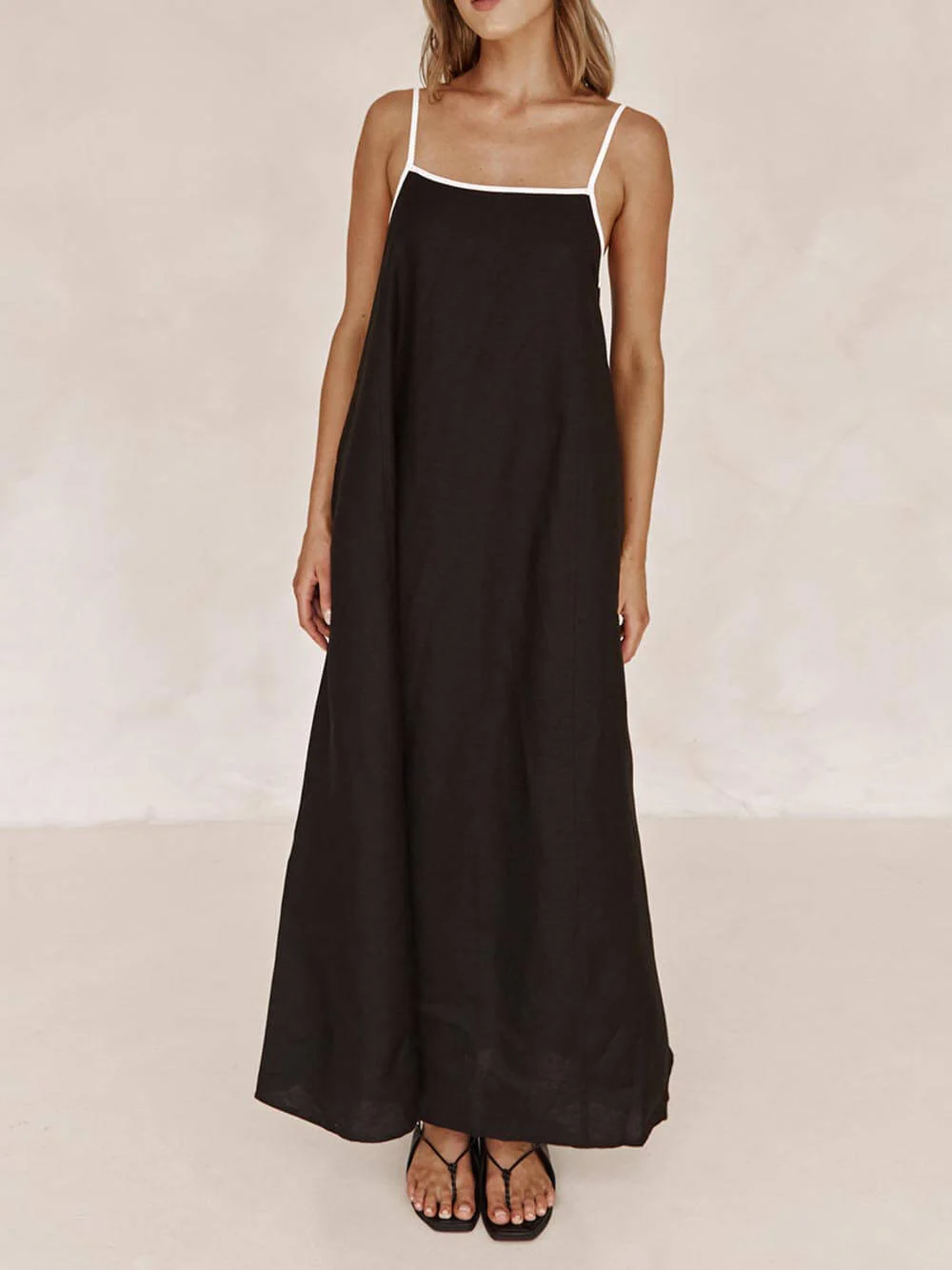 A-line Summer Vibe Contrasting Suspender Dress - Image 2