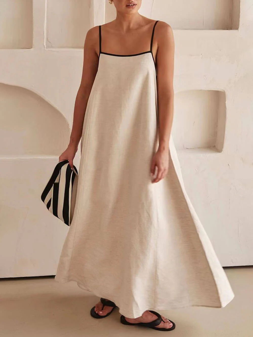 A-line Summer Vibe Contrasting Suspender Dress - Image 3