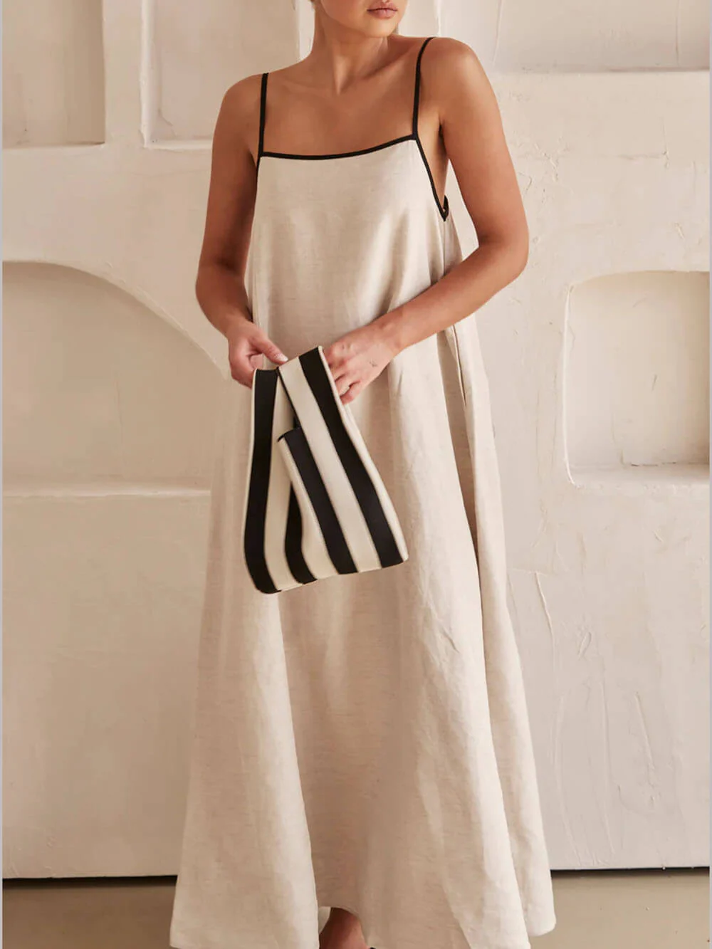 A-line Summer Vibe Contrasting Suspender Dress - Image 5