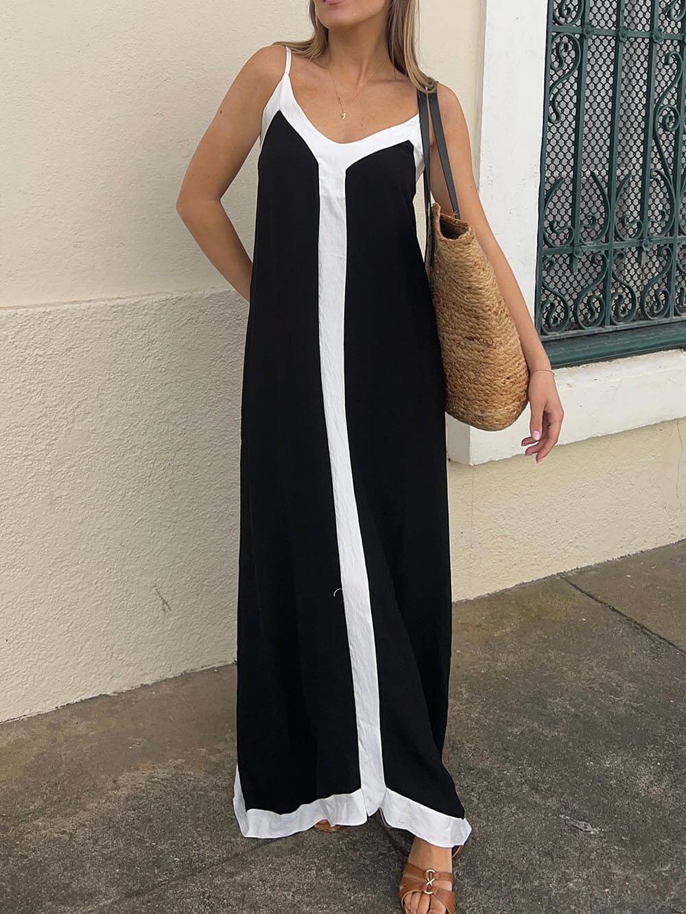 Suspender Colorblock Midi Dress - Image 8