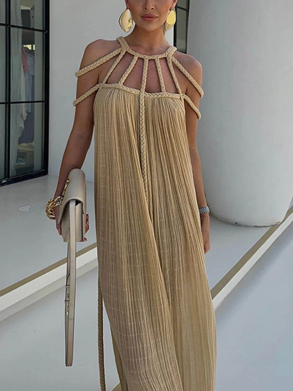 Cover Up Draped Braids Maxi Dress - Image 3
