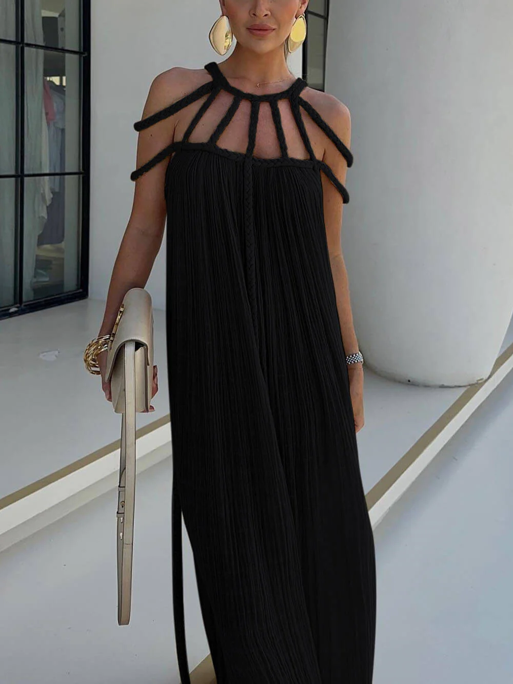 Cover Up Draped Braids Maxi Dress - Image 5