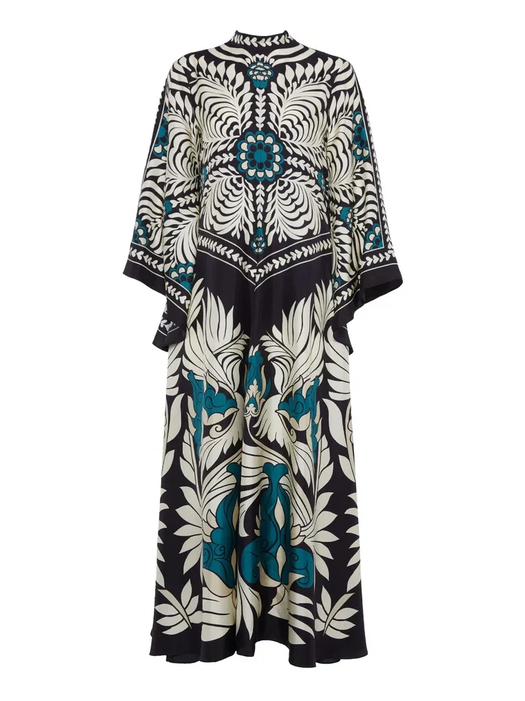 Elegance Floral Print Waterfall Sleeves Maxi Dress - Image 6