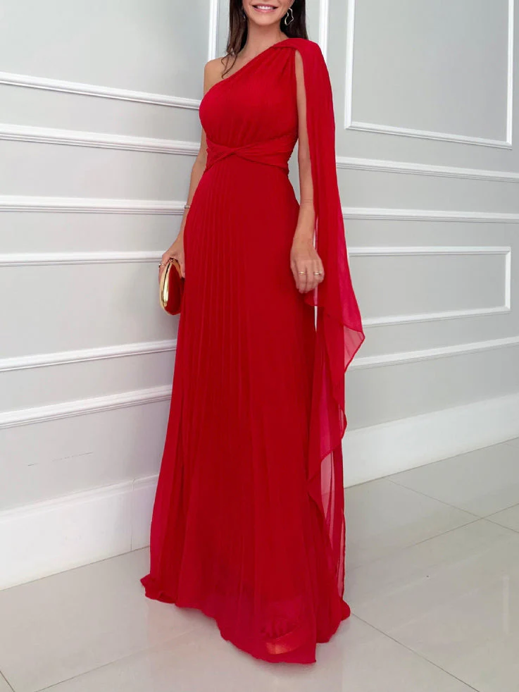 Elegant Flowing Pleated Off-the-Shoulder Maxi Dress - Image 7
