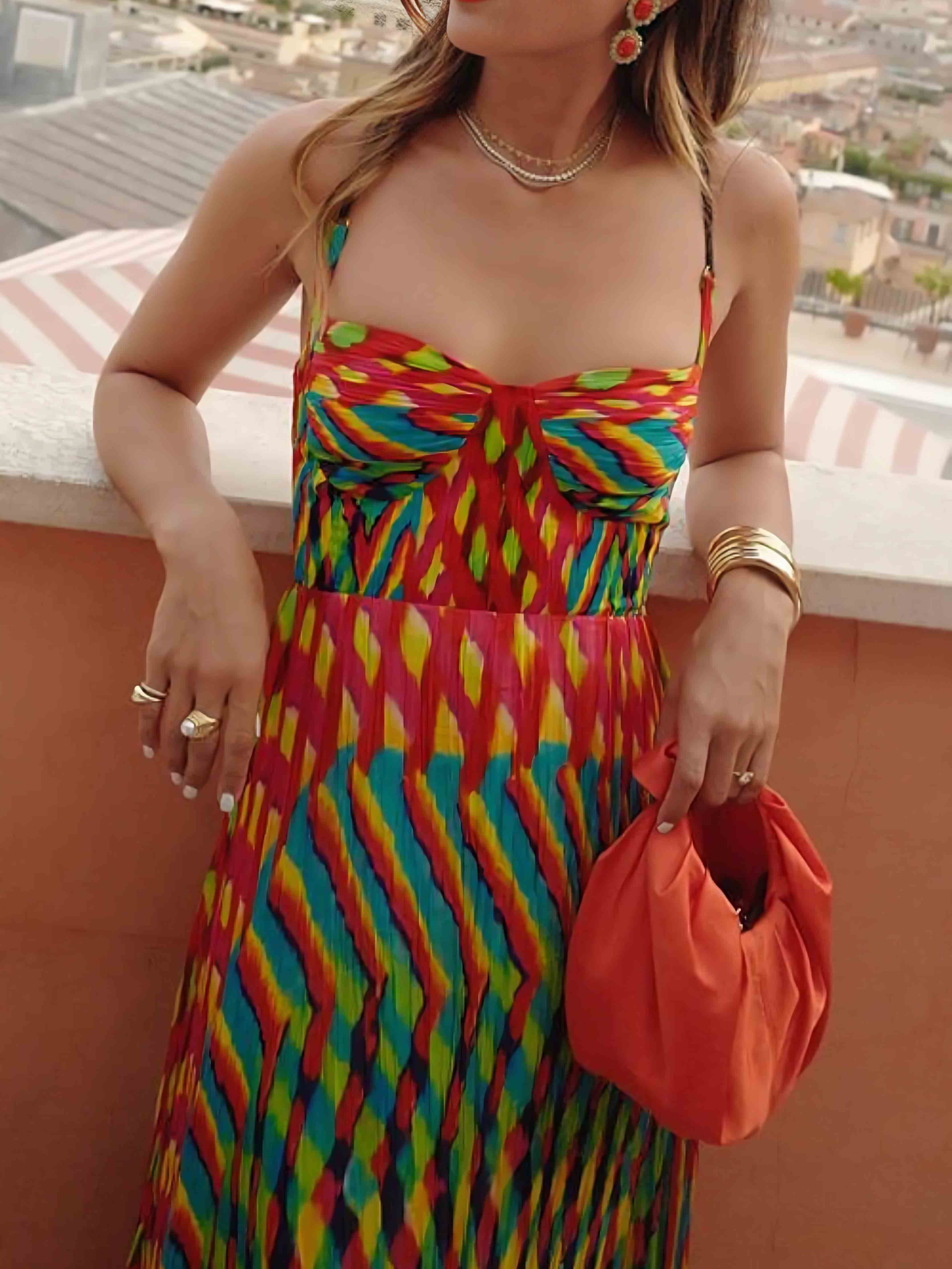 Elegant Personalized Painted Print A-Line Maxi Dress - Image 2