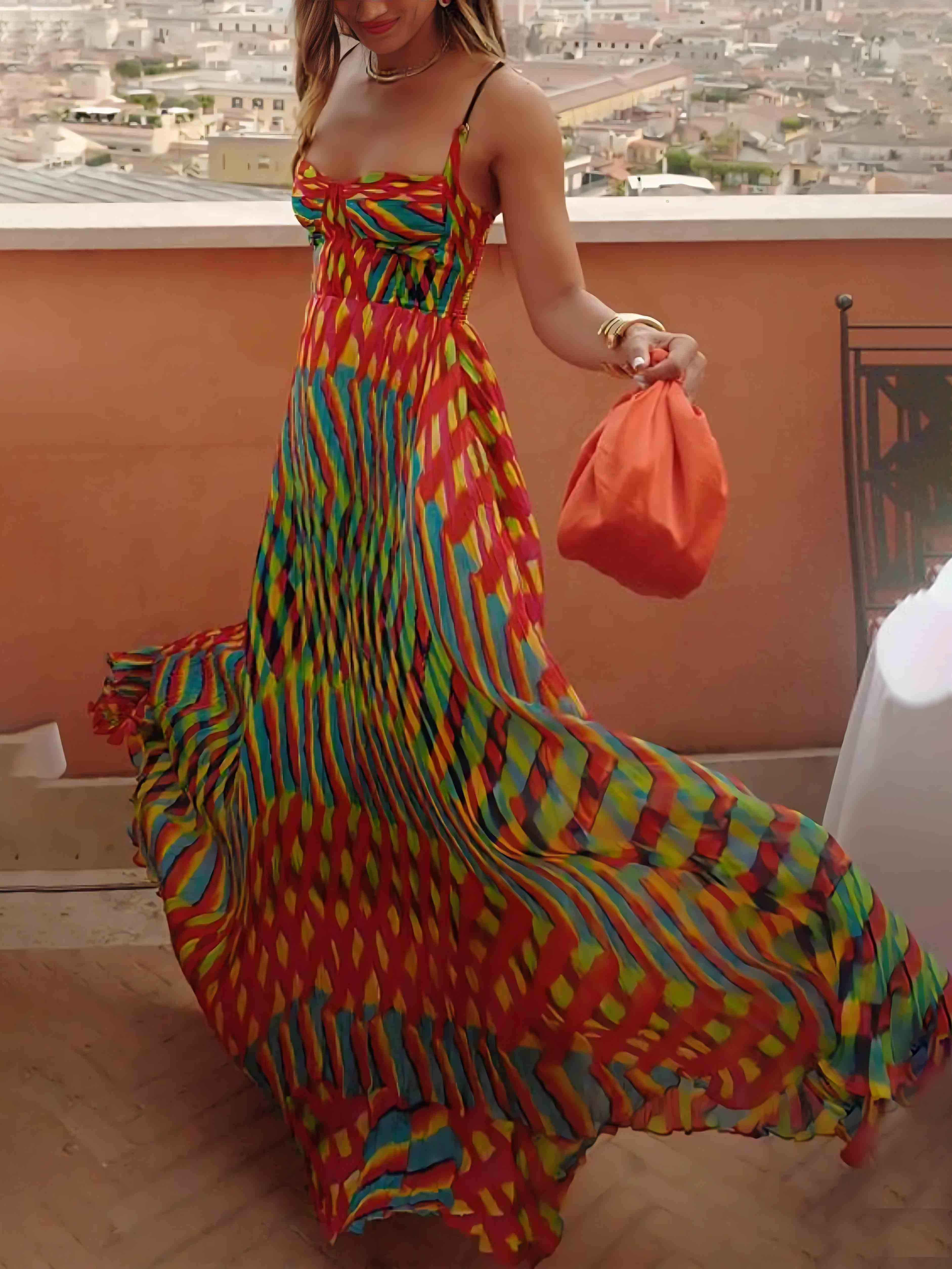 Elegant Personalized Painted Print A-Line Maxi Dress - Image 3