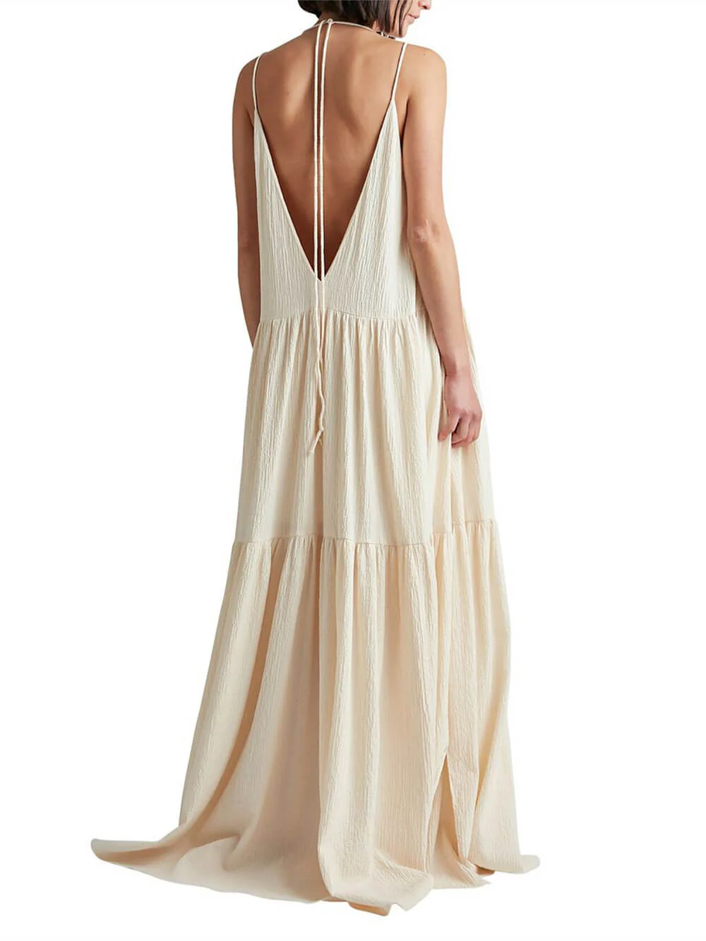 Summer Vacation Deep V-Neckline Strappy Maxi Dress - Image 2
