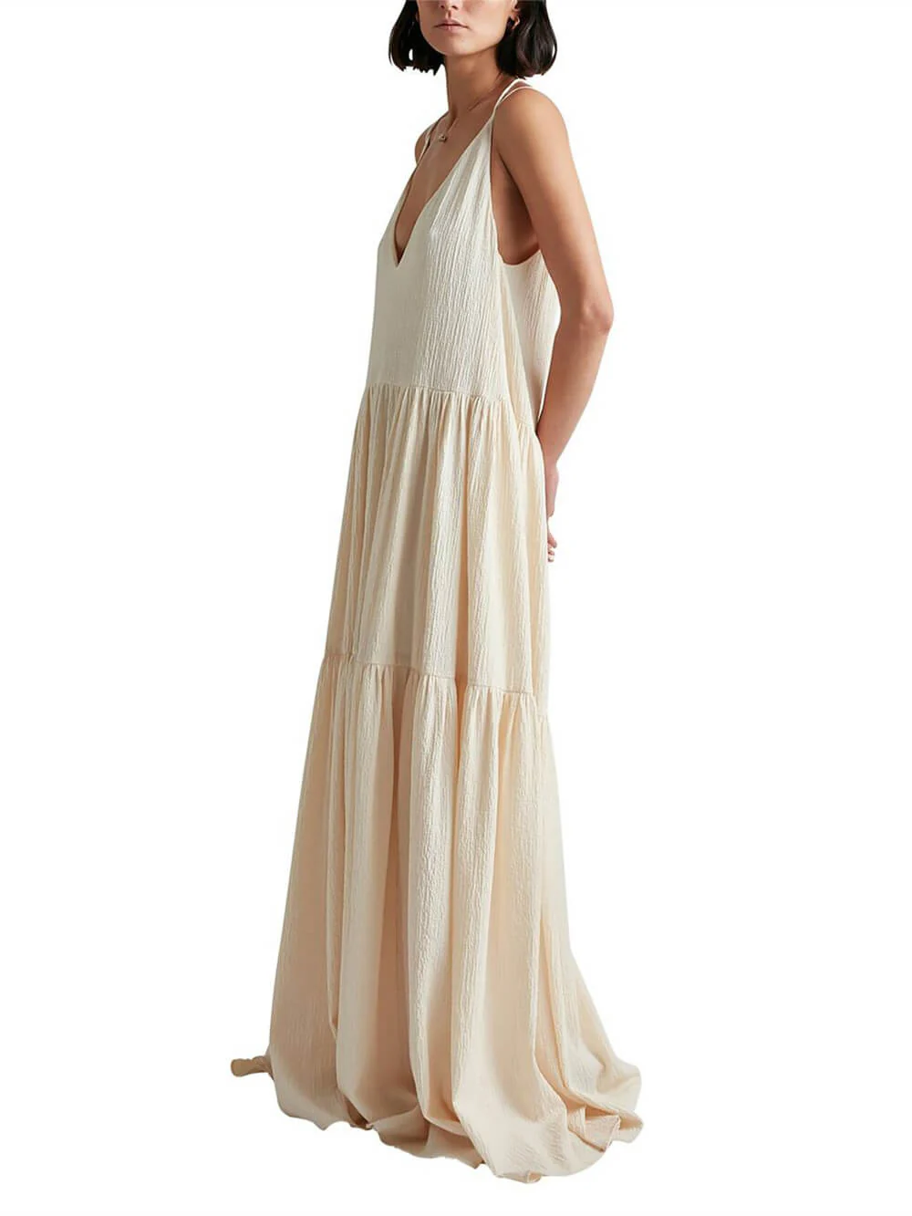 Summer Vacation Deep V-Neckline Strappy Maxi Dress - Image 3