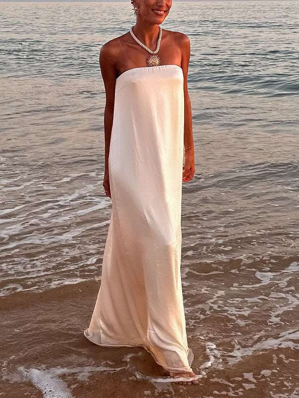 Elegant Satin Evening Gown Maxi Dress - Image 2