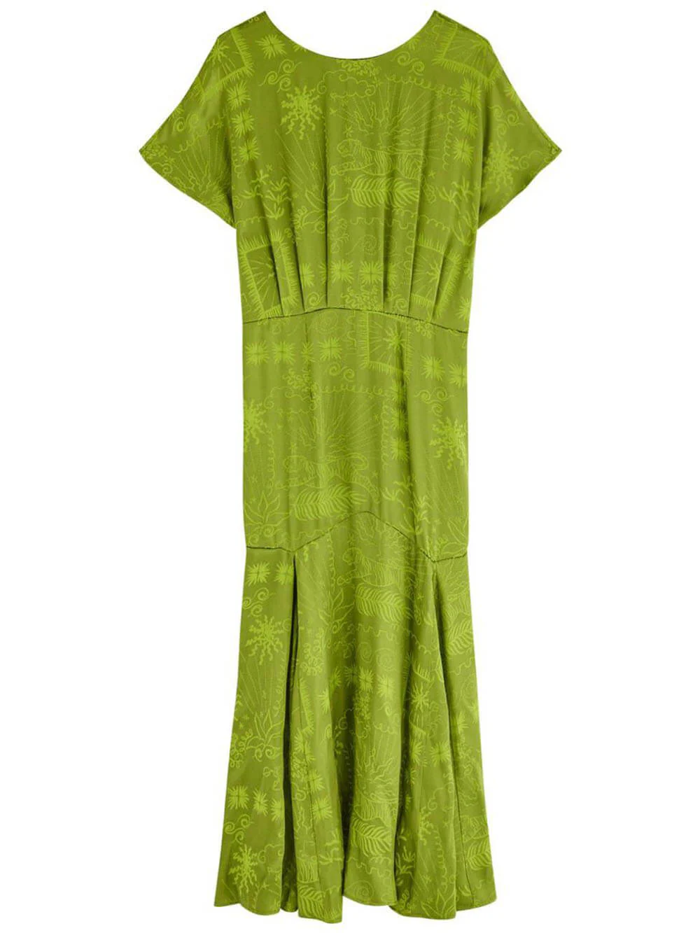 Elegant Satin Unique Jacquard Print Midi Dress - Image 4