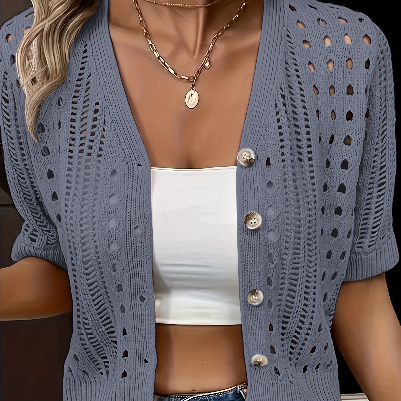 Elena Hollow Knit Cardigan - Image 8