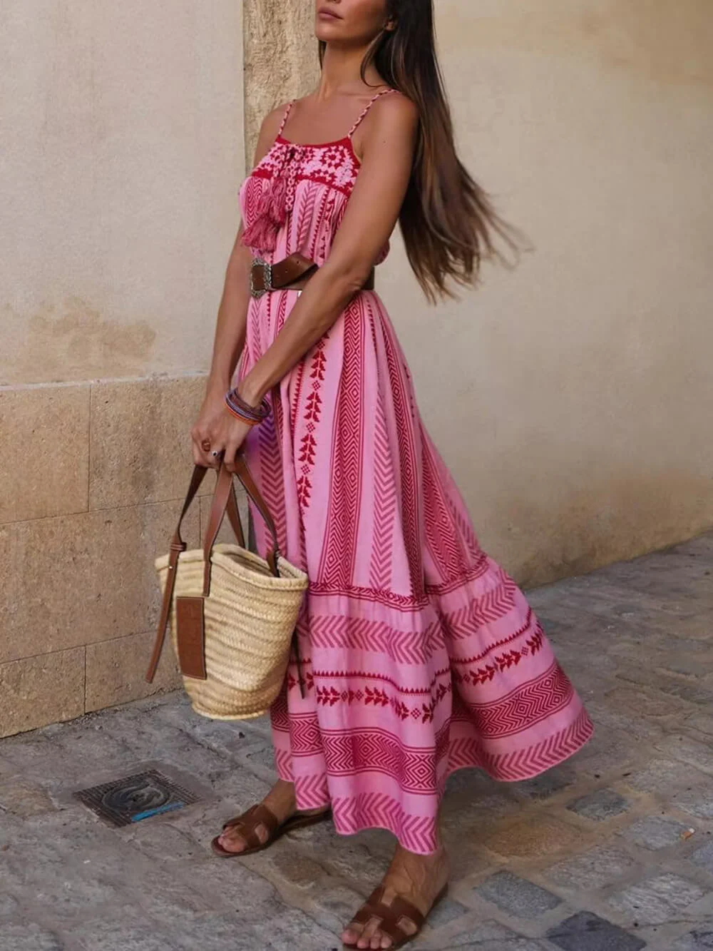 Crochet Patchwork Ethnic Style Knitted Slip Maxi Dress - Image 4