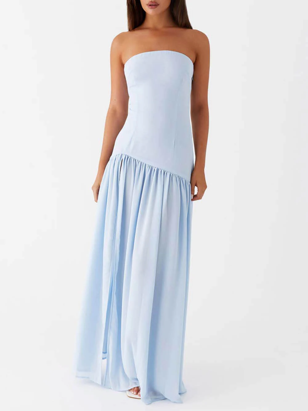 Exquisite Backless Pleats Strapless Maxi Dress - Image 7