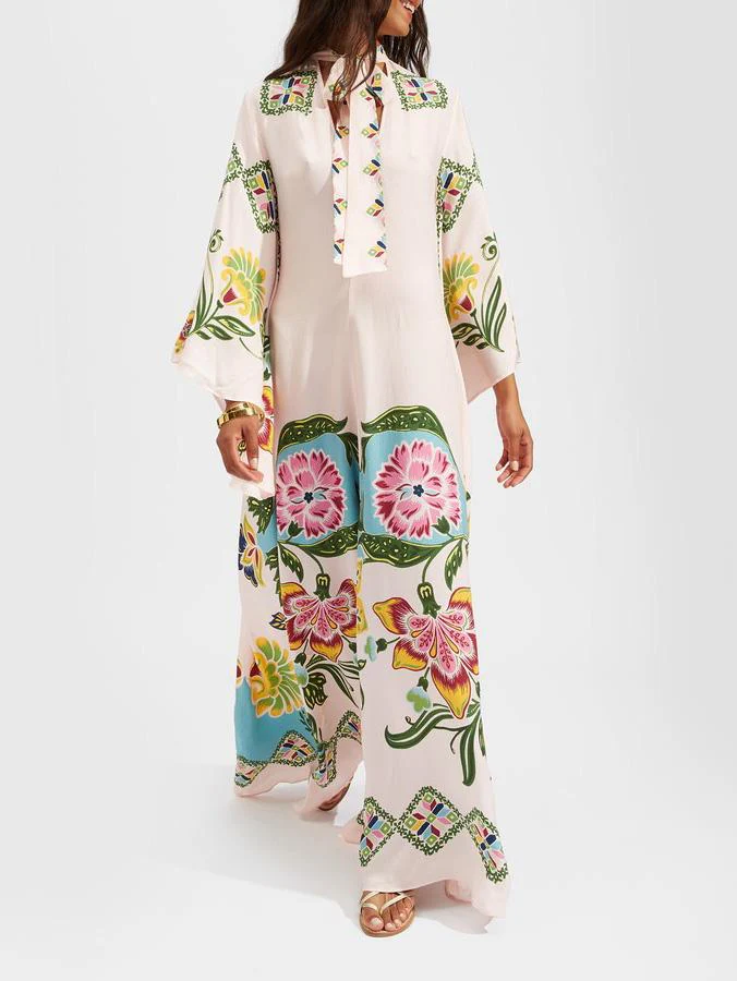 Exquisite Sunshine Floral Print Flowing Maxi Dress - Image 4
