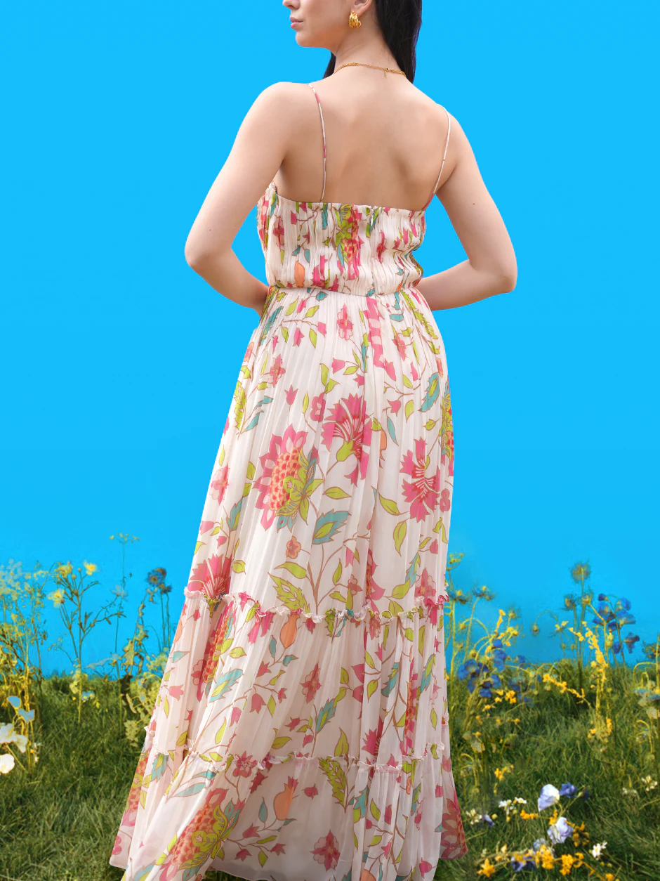 Hand-Drawn Prints Striking Tube Maxi Dress - Image 3