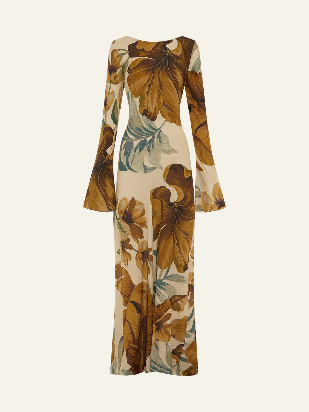 Hand—Drawn Botanical Motifs Maxi Dress - Image 4