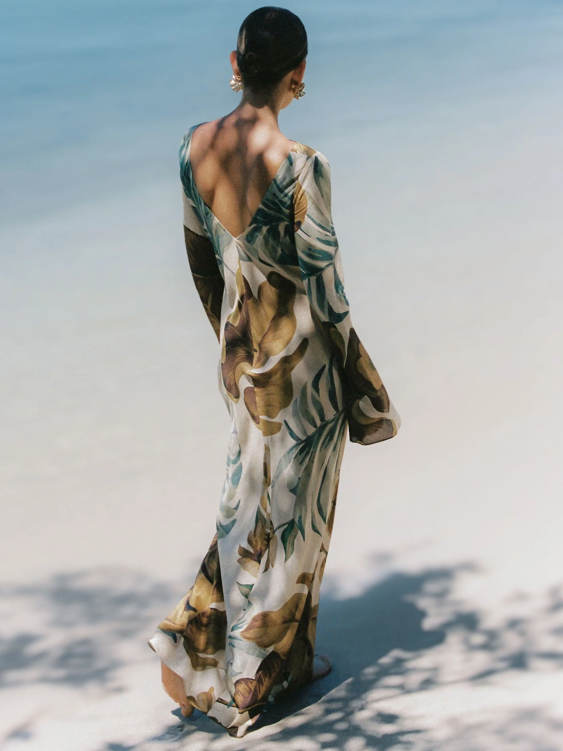 Hand—Drawn Botanical Motifs Maxi Dress - Image 6