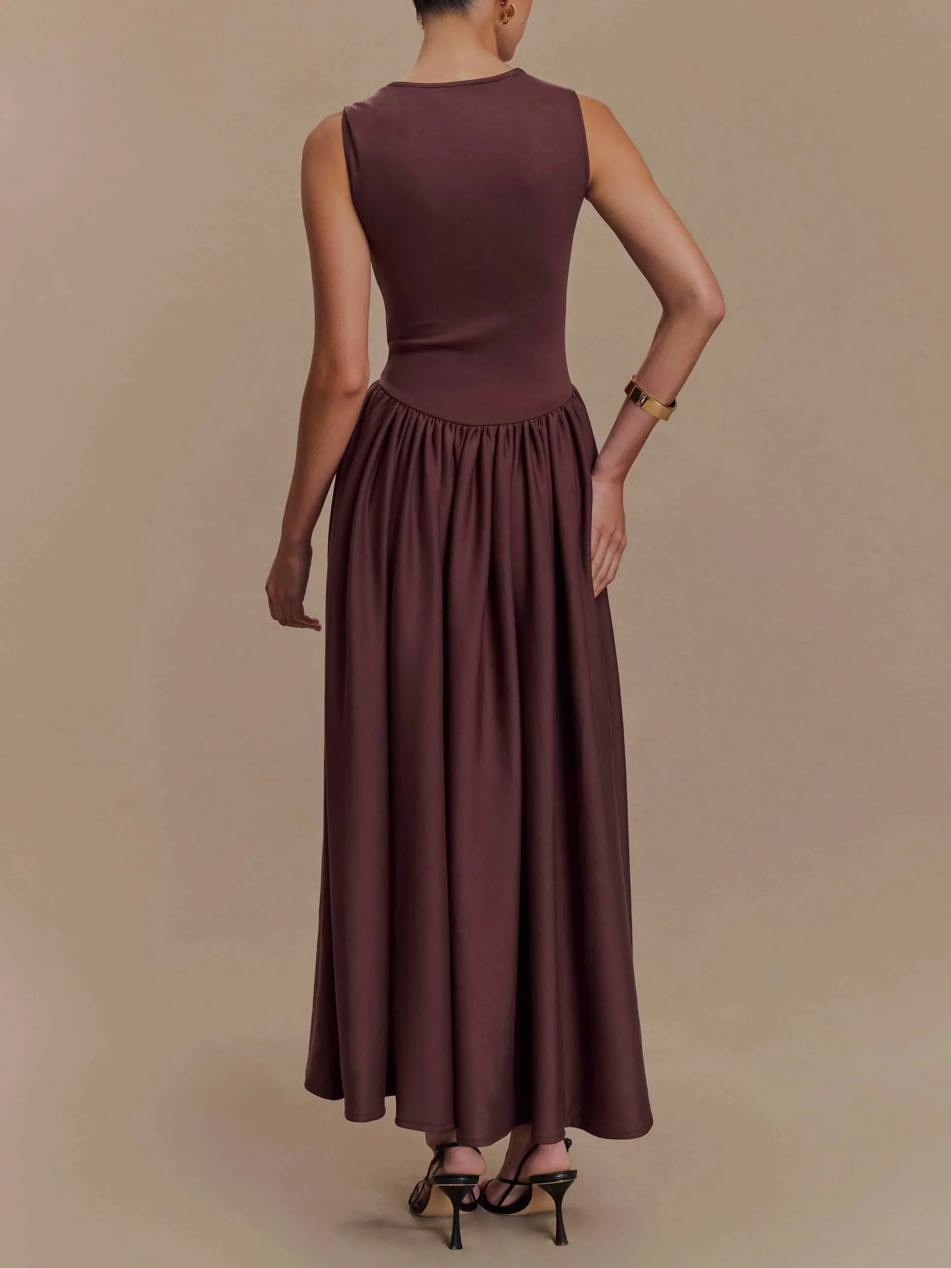 Minimalist Retro Square Neck Dress - Image 2