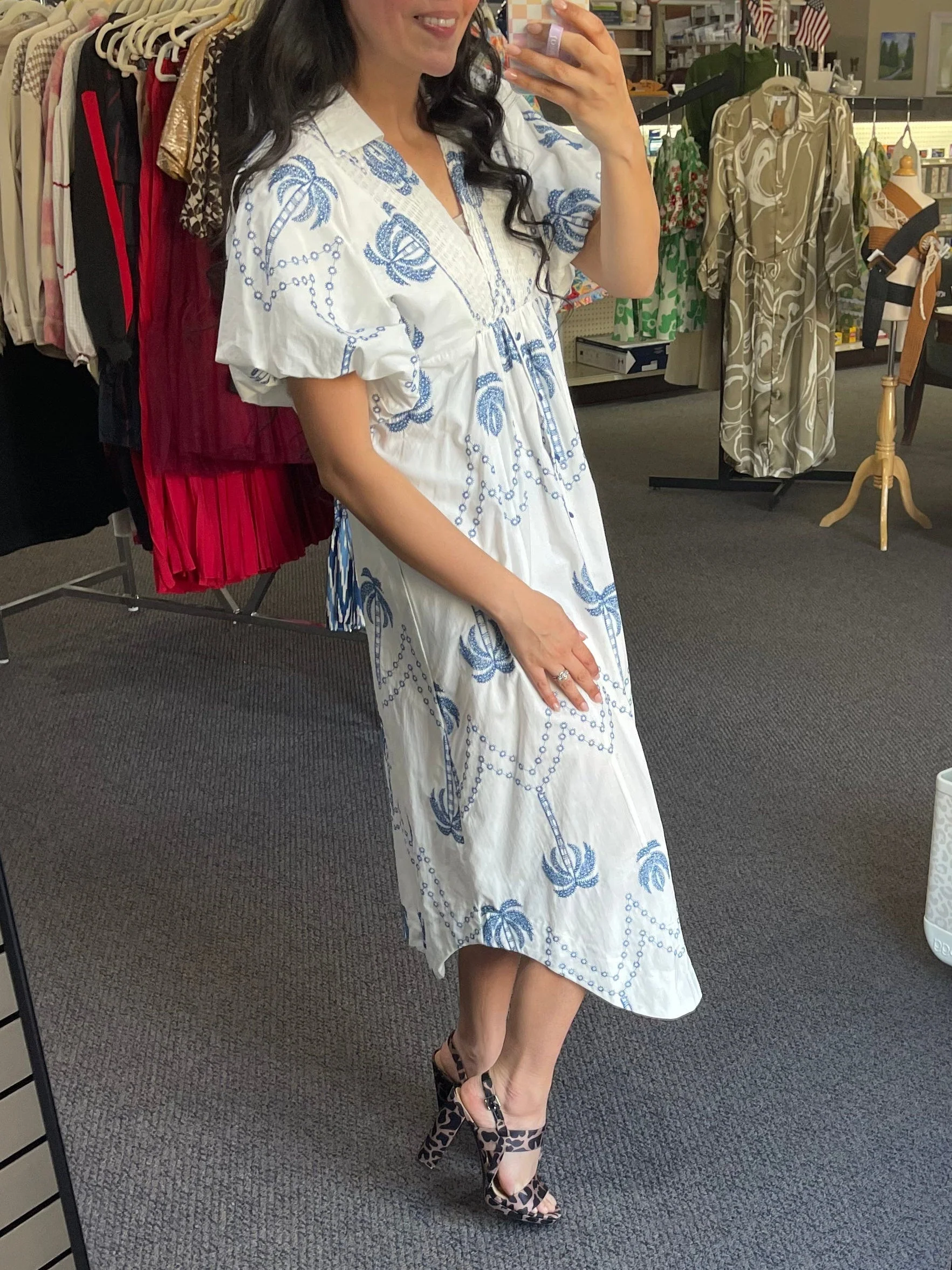 Palm Tree Print Midi Dress - Image 2