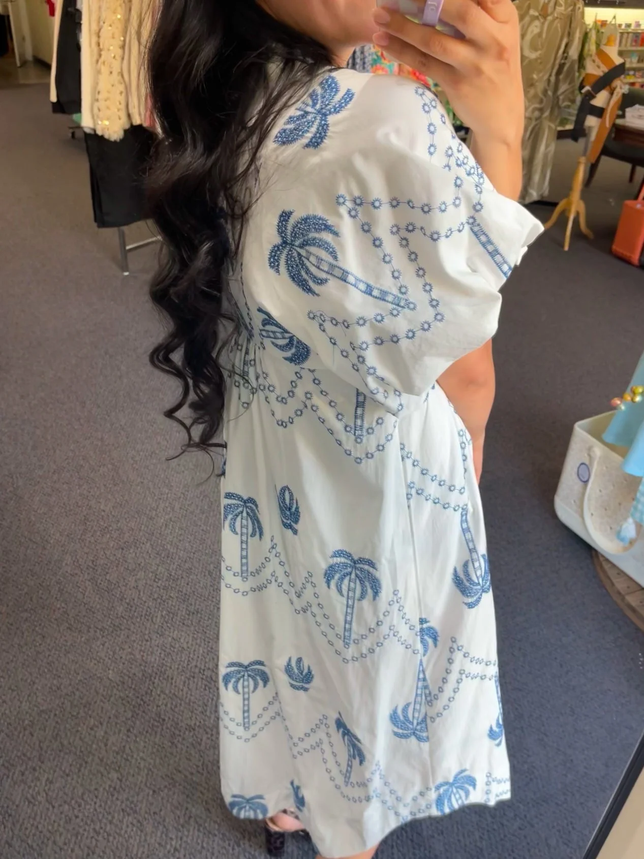 Palm Tree Print Midi Dress - Image 3
