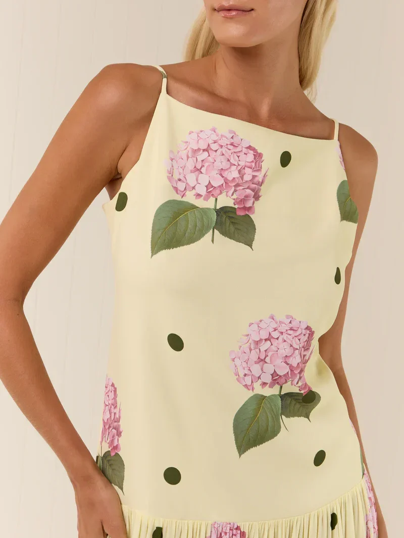 Polka Dot Floral Print Midi Dress - Image 3