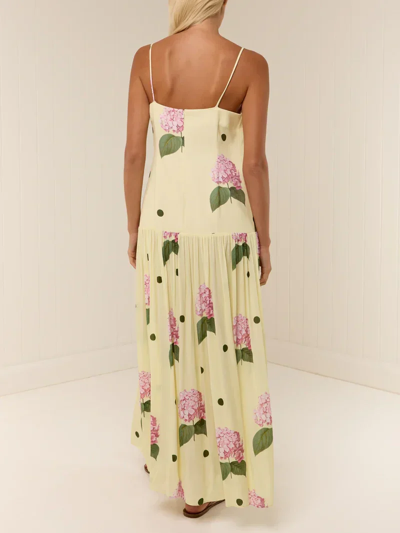 Polka Dot Floral Print Midi Dress - Image 4