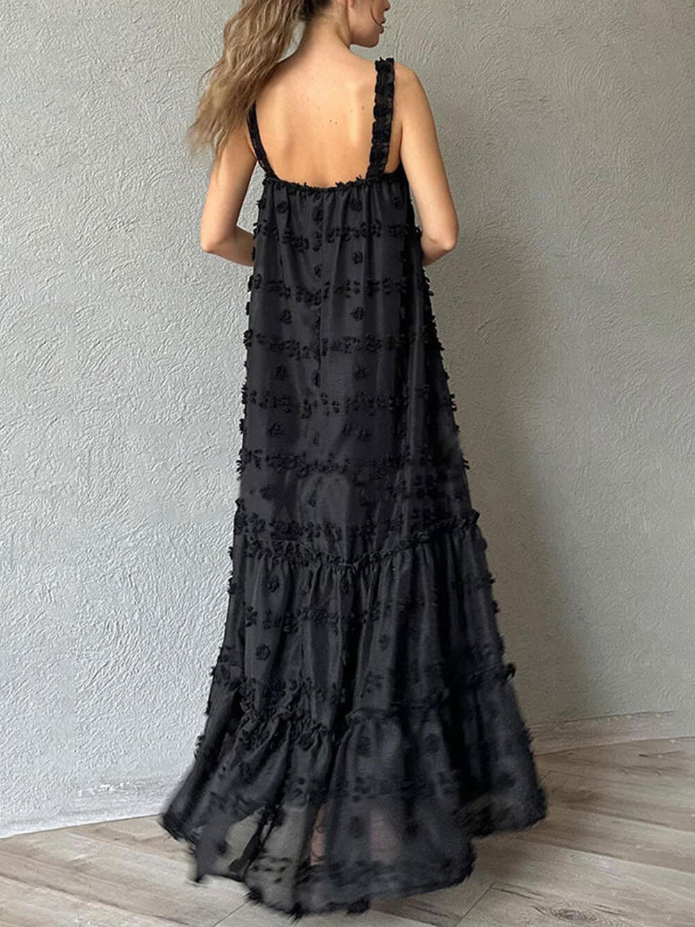 Flower Decor Pretty A-Line Layered Loose Maxi Dress - Image 6