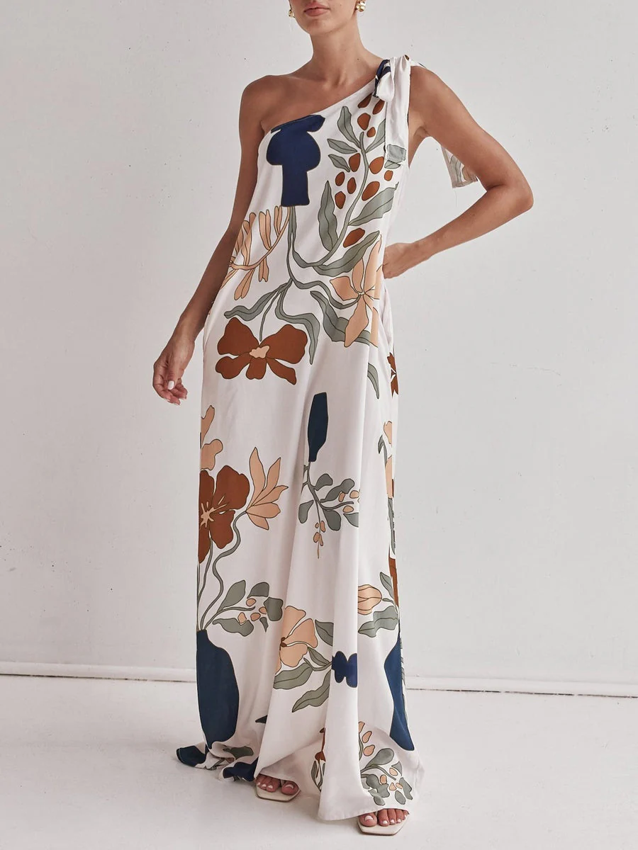 Printed One-Shoulder Maxi Dress - Image 2