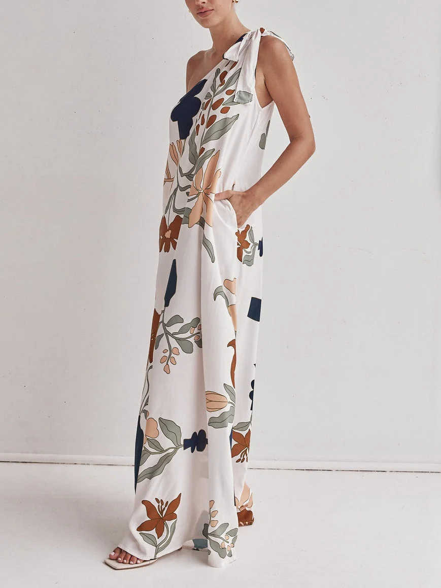 Printed One-Shoulder Maxi Dress - Image 3