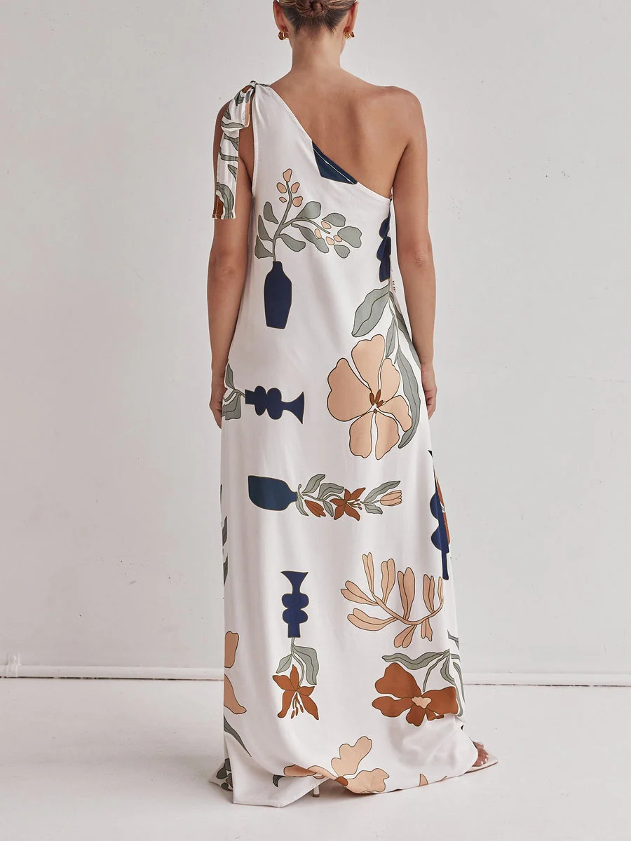 Printed One-Shoulder Maxi Dress - Image 4