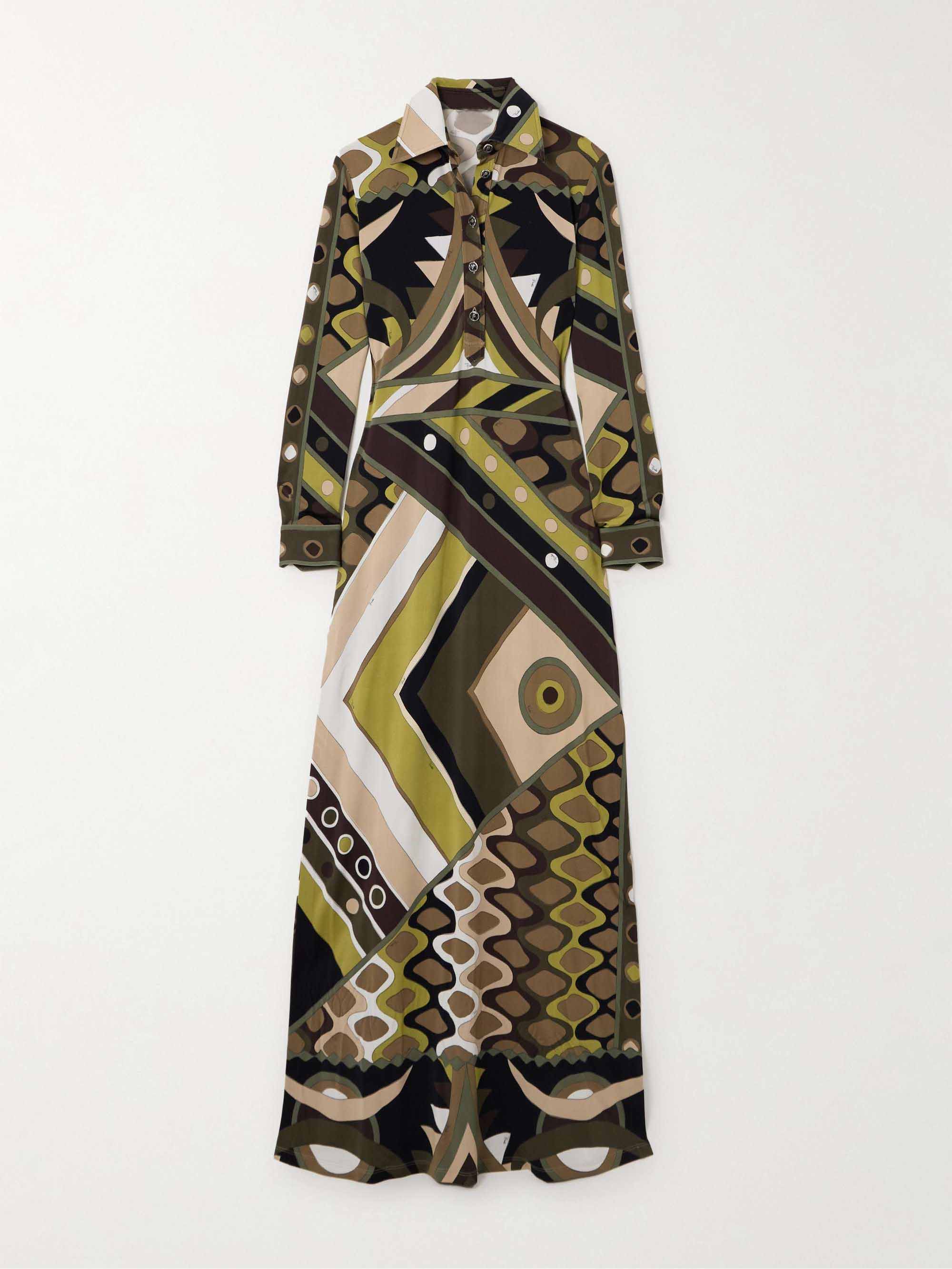 Retro Personality Abstract Print Long Sleeve Maxi Dress - Image 2