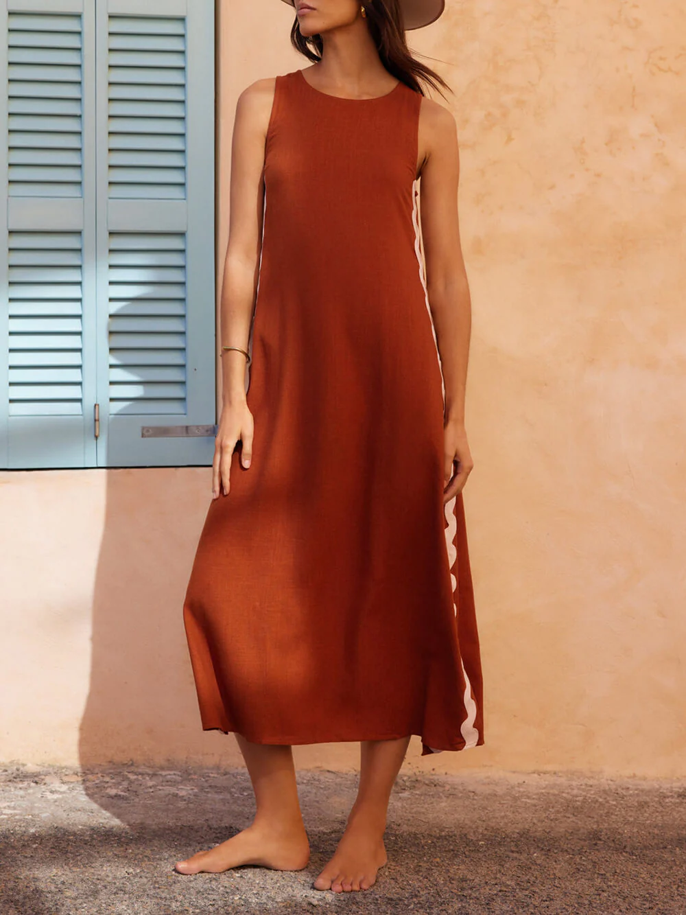 Stripes Side Wave Embellished Side Slit Loose Dress - Image 6
