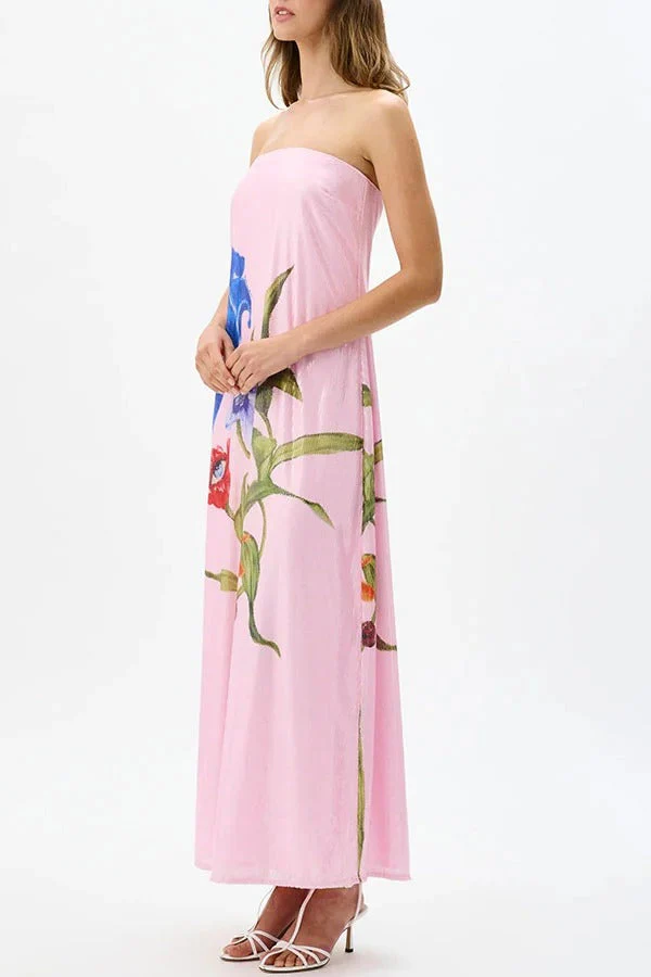 Special Night Sequin Floral Print Off Shoulder A-line Maxi Dress - Image 6