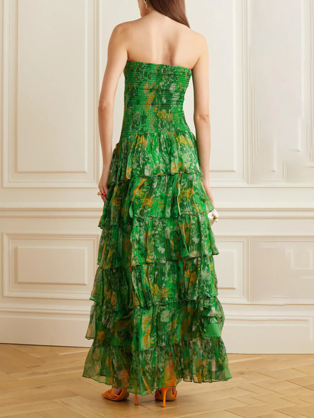 Strapless Layered Bandeau Floral Print Maxi Dress - Image 2