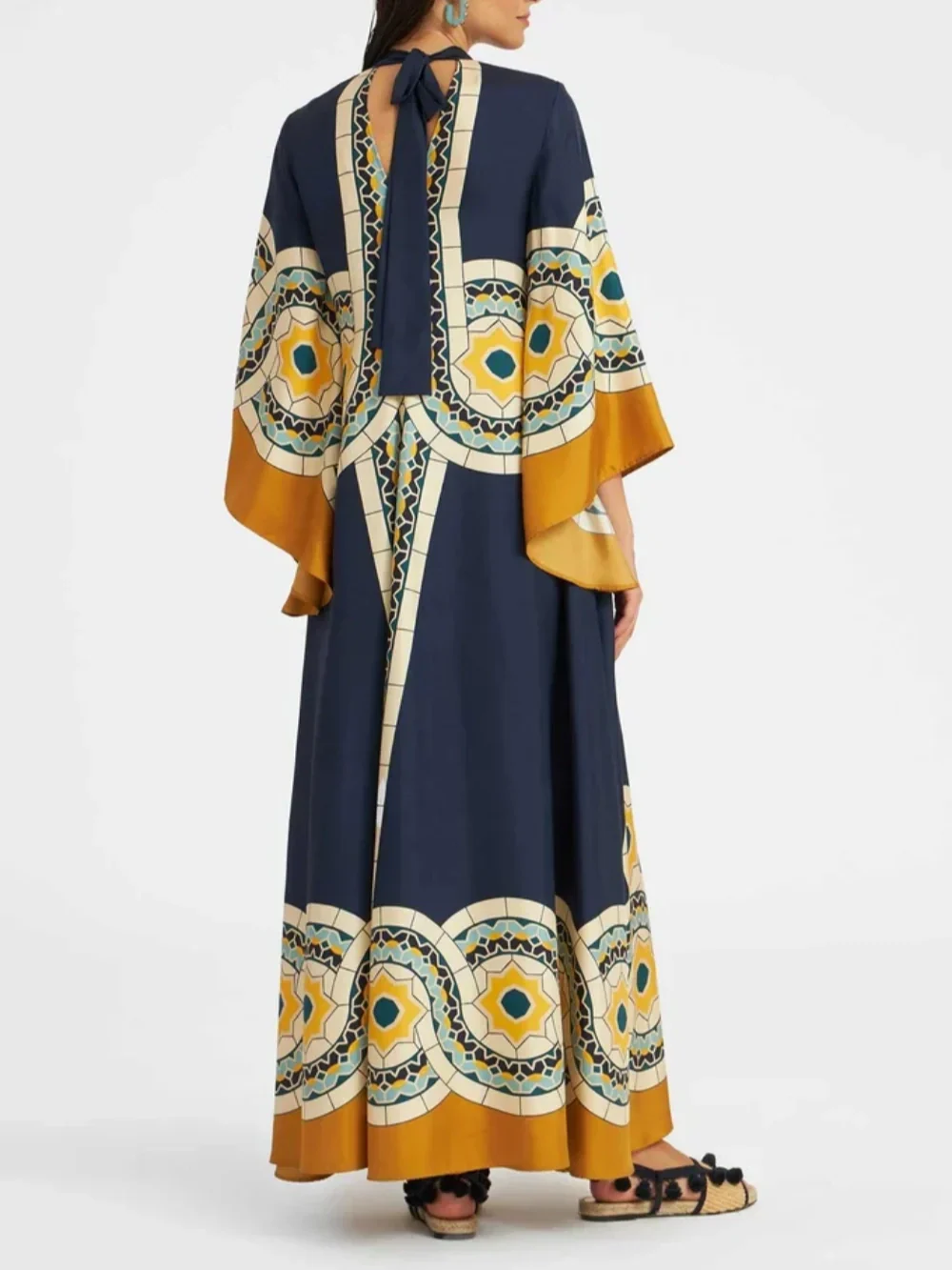 Twill Art Deco Print Maxi Dress - Image 2