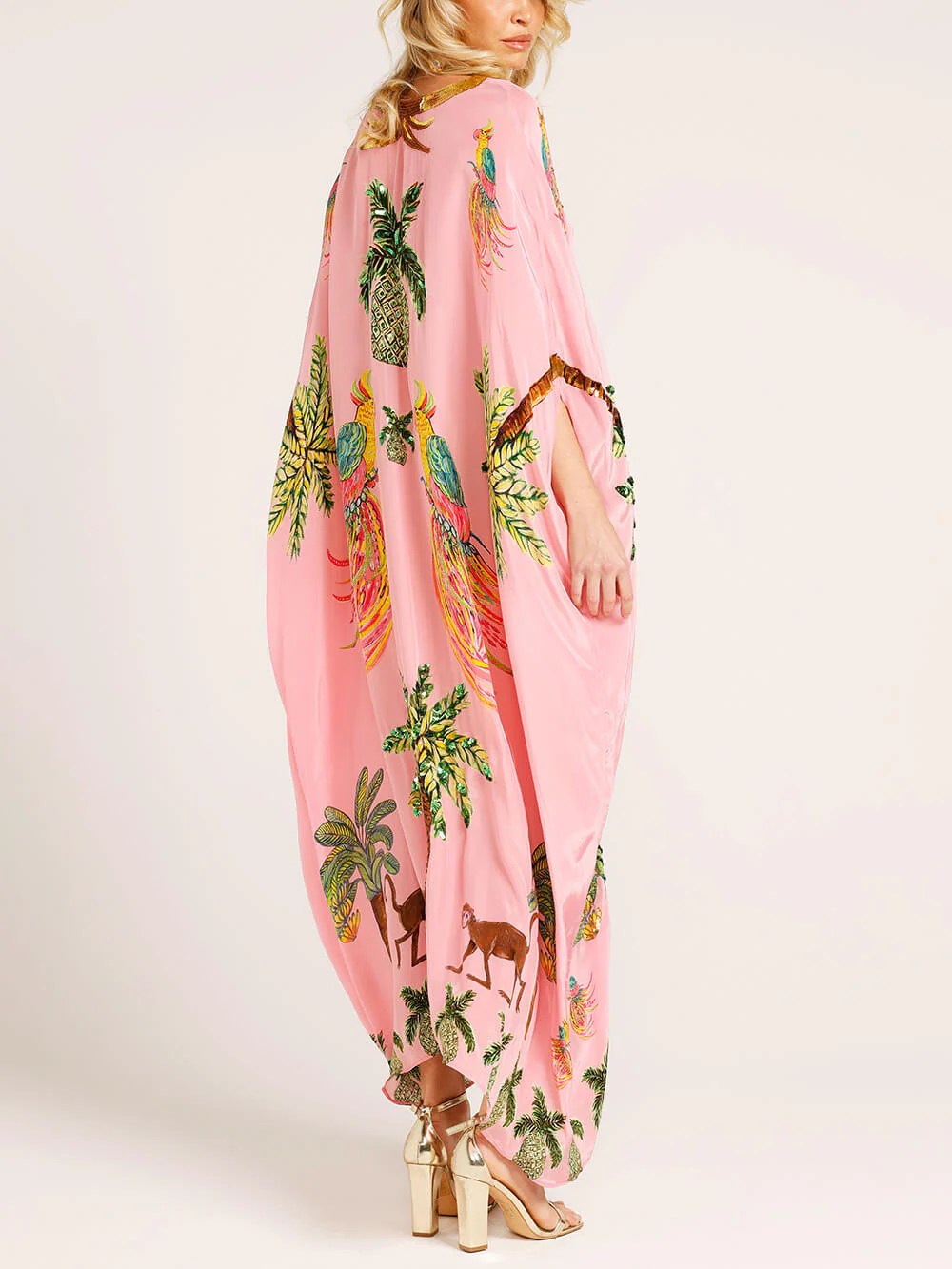 Unique Drop Shoulder Sleeve Coconut Tree Printed Dress - Image 7