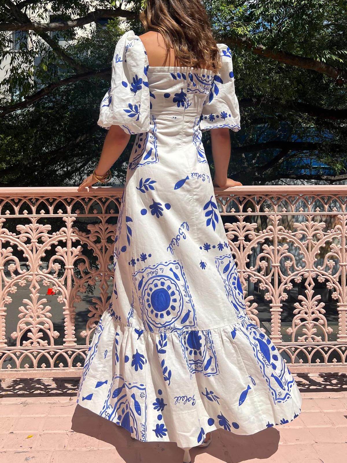 Puff Sleeve Vacation Midi Dress - Image 2