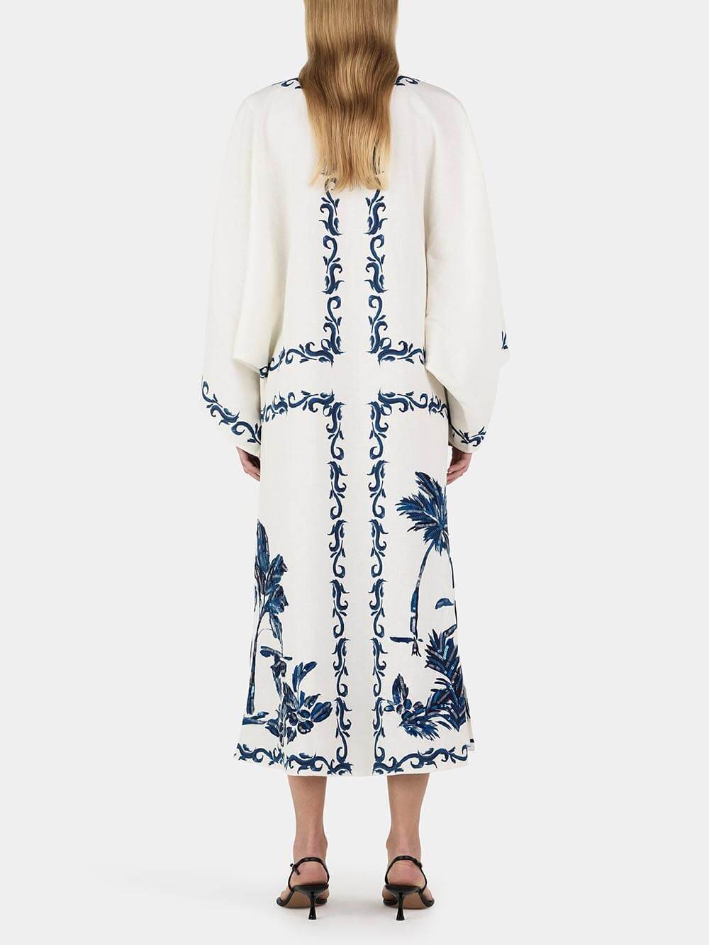 Vintage Hawaiian Print Sequined Oversized Loose Midi Dress - Image 4